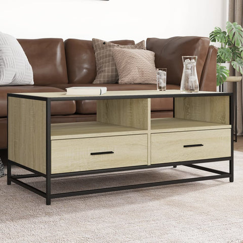 vidaXL Coffee Table Sonoma Oak 100x50x45 cm Engineered Wood and Metal