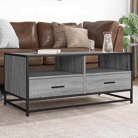 vidaXL Coffee Table Grey Sonoma 100x50x45 cm Engineered Wood and Metal