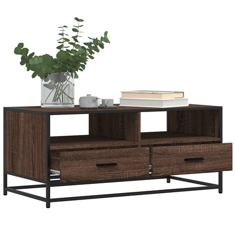 vidaXL Coffee Table Brown Oak 100x50x45 cm Engineered Wood and Metal