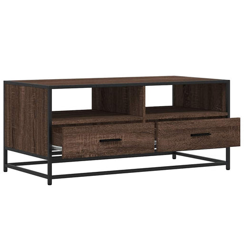 vidaXL Coffee Table Brown Oak 100x50x45 cm Engineered Wood and Metal