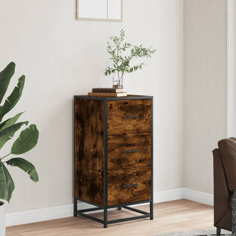 vidaXL Sideboard Smoked Oak 35.5x35x76 cm Engineered Wood and Metal