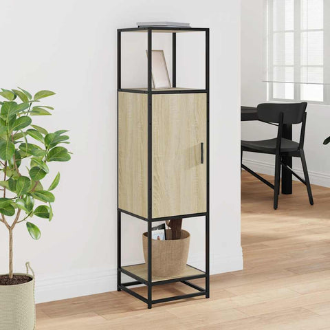 vidaXL Highboard Sonoma Oak 35.5x35x139 cm Engineered Wood and Metal