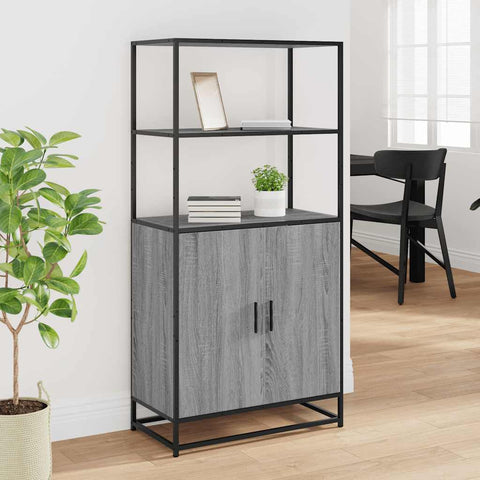 vidaXL Highboard Grey Sonoma 68x35x139 cm Engineered Wood and Metal
