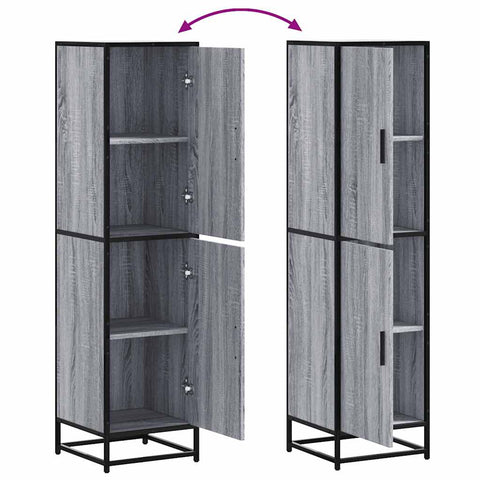vidaXL Highboard Grey Sonoma 35.5x35x139 cm Engineered Wood and Metal