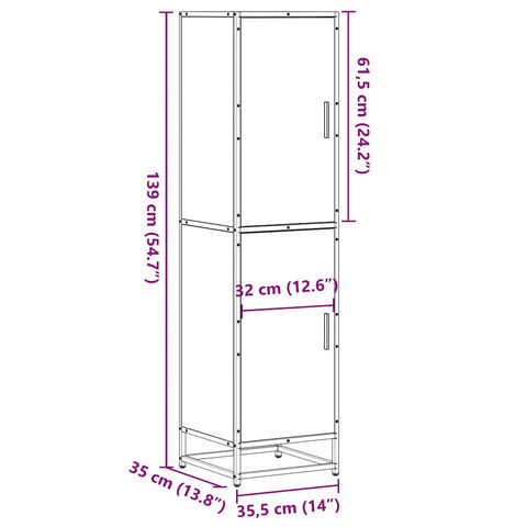 vidaXL Highboard Grey Sonoma 35.5x35x139 cm Engineered Wood and Metal
