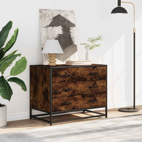vidaXL Drawer Cabinet Smoked Oak 70x41x56 cm Engineered Wood