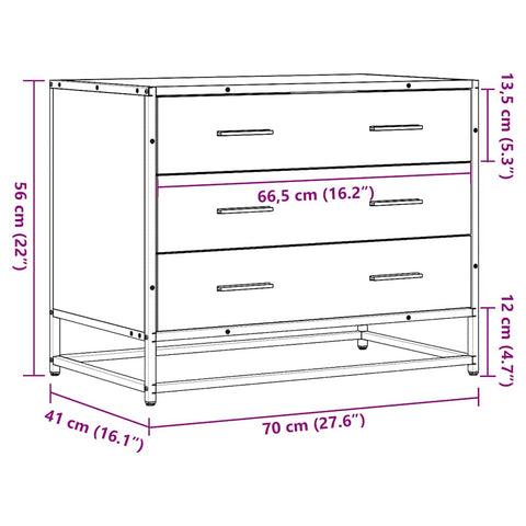 vidaXL Drawer Cabinet Smoked Oak 70x41x56 cm Engineered Wood