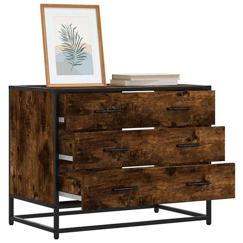 vidaXL Drawer Cabinet Smoked Oak 70x41x56 cm Engineered Wood