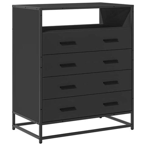 vidaXL Drawer Cabinet Black 70x41x83.5 cm Engineered Wood