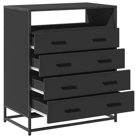 vidaXL Drawer Cabinet Black 70x41x83.5 cm Engineered Wood
