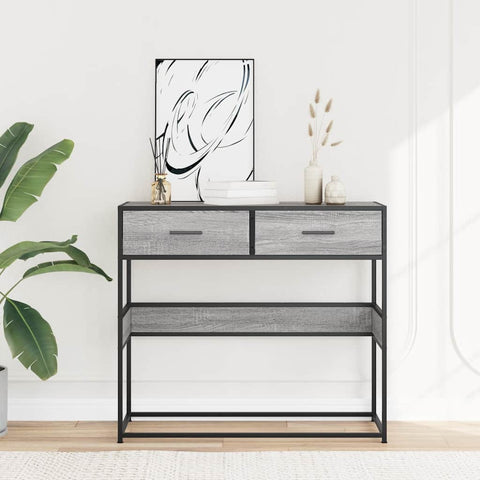 vidaXL Console Table Grey Sonoma 90x35x80 cm Engineered Wood