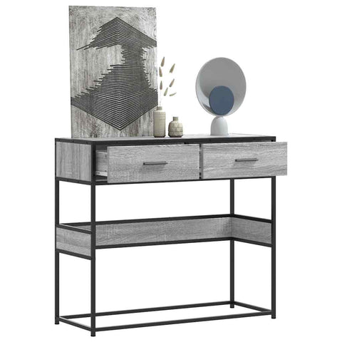vidaXL Console Table Grey Sonoma 90x35x80 cm Engineered Wood