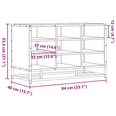 vidaXL Shoe Bench Black 84x40x53.5 cm Engineered Wood and Metal