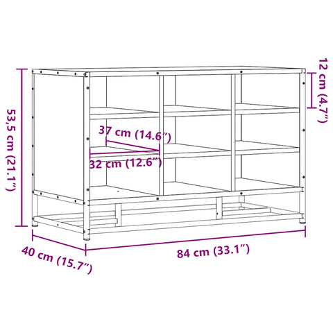 vidaXL Shoe Bench Brown Oak 84x40x53.5 cm Engineered Wood and Metal
