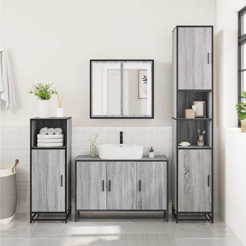 vidaXL Bathroom Sink Cabinet Grey Sonoma 90x33x60 cm Engineered Wood