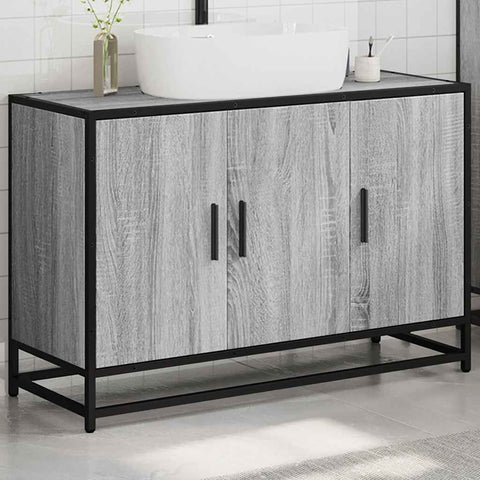 vidaXL Bathroom Sink Cabinet Grey Sonoma 90x33x60 cm Engineered Wood