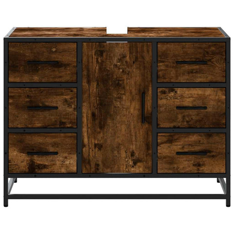 vidaXL Bathroom Sink Cabinet Smoked Oak 80x33x60 cm Engineered Wood