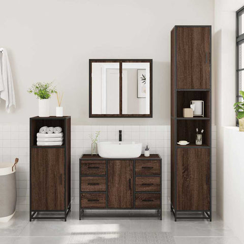 vidaXL Bathroom Sink Cabinet Brown Oak 80x33x60 cm Engineered Wood