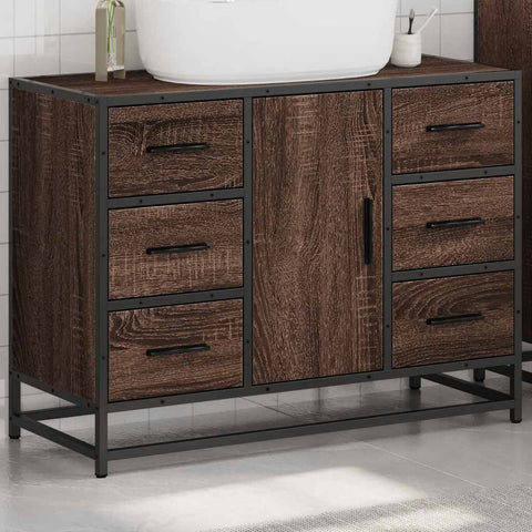 vidaXL Bathroom Sink Cabinet Brown Oak 80x33x60 cm Engineered Wood