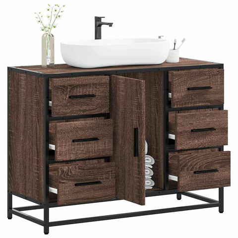 vidaXL Bathroom Sink Cabinet Brown Oak 80x33x60 cm Engineered Wood
