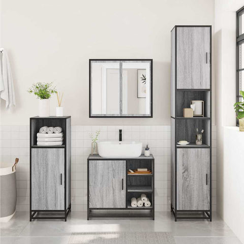 vidaXL Bathroom Sink Cabinet Grey Sonoma 65x33x60 cm Engineered Wood