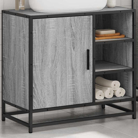 vidaXL Bathroom Sink Cabinet Grey Sonoma 65x33x60 cm Engineered Wood