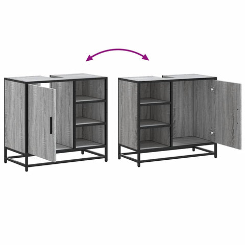 vidaXL Bathroom Sink Cabinet Grey Sonoma 65x33x60 cm Engineered Wood