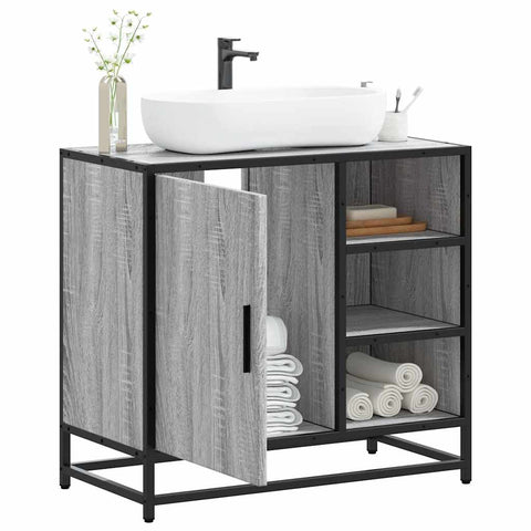 vidaXL Bathroom Sink Cabinet Grey Sonoma 65x33x60 cm Engineered Wood