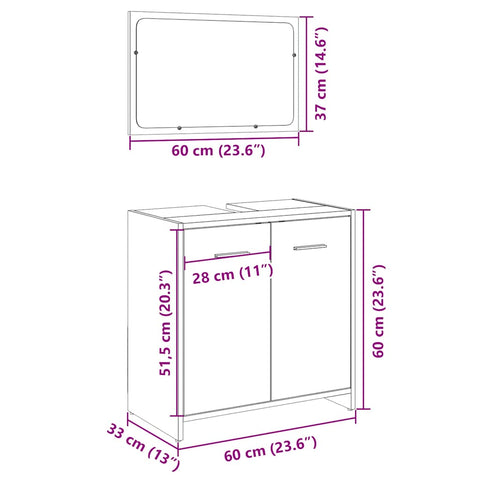 vidaXL 2 Piece Bathroom Furniture Set Sonoma Oak Engineered Wood