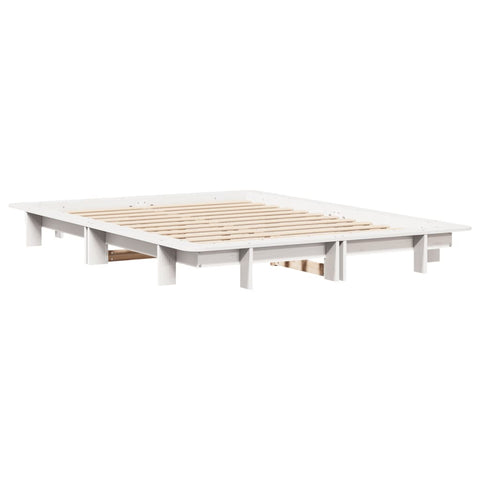 vidaXL Bed Frame without Mattress White 150x200 cm King Size Solid Wood Pine