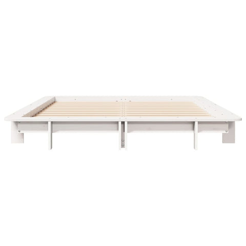 vidaXL Bed Frame without Mattress White 150x200 cm King Size Solid Wood Pine