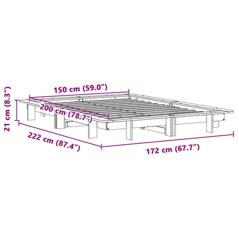 vidaXL Bed Frame without Mattress White 150x200 cm King Size Solid Wood Pine