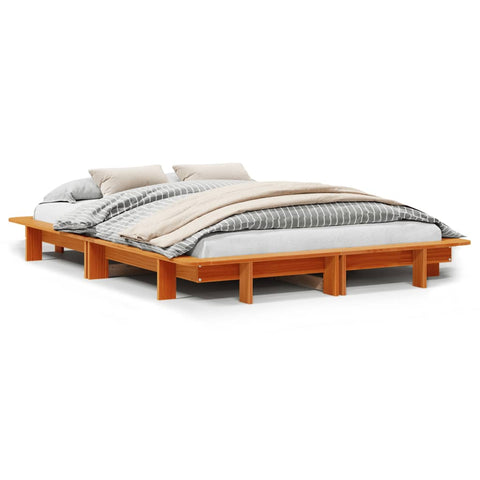 vidaXL Bed Frame without Mattress Wax Brown 150x200 cm King Size Solid Wood Pine