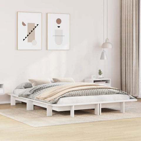 vidaXL Bed Frame without Mattress White 140x200 cm Solid Wood Pine