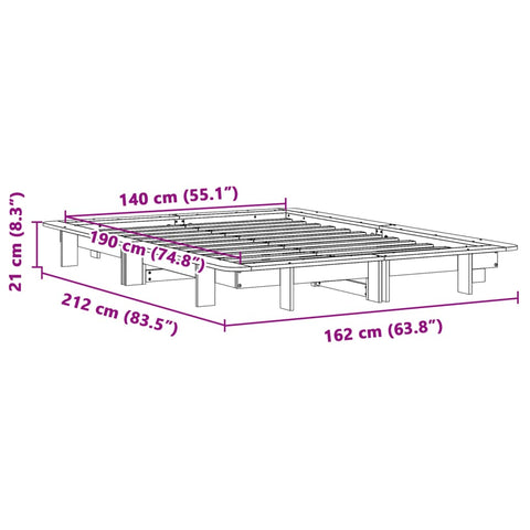 vidaXL Bed Frame without Mattress White 140x190 cm Solid Wood Pine