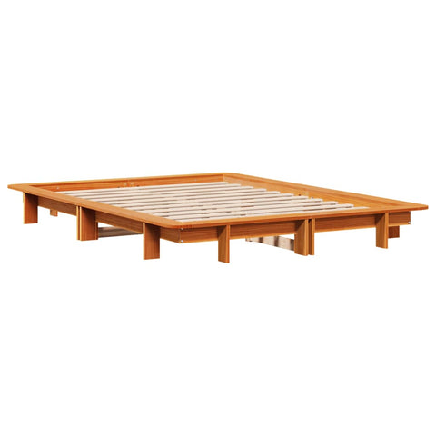 vidaXL Bed Frame without Mattress Wax Brown 140x190 cm Solid Wood Pine