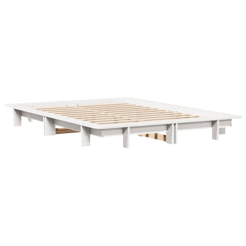 vidaXL Bed Frame without Mattress White 135x190 cm Double Solid Wood Pine