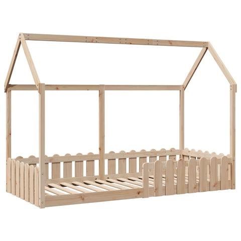 vidaXL Kids' House Bed Frame without Mattress 90x200 cm Solid Wood Pine