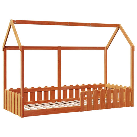 vidaXL Kids' House Bed Frame without Mattress Wax Brown 80x200 cm