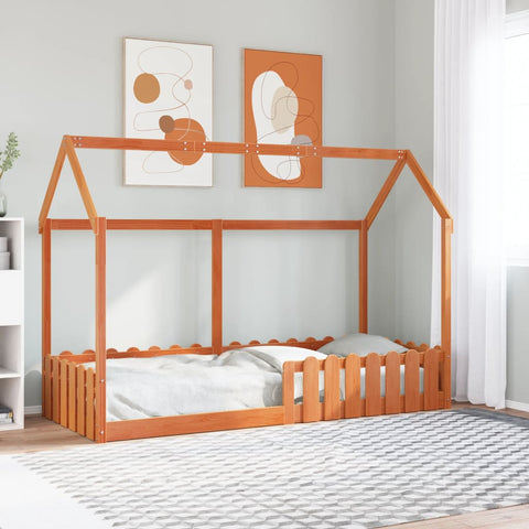 vidaXL Kids' House Bed Frame without Mattress Wax Brown 80x200 cm