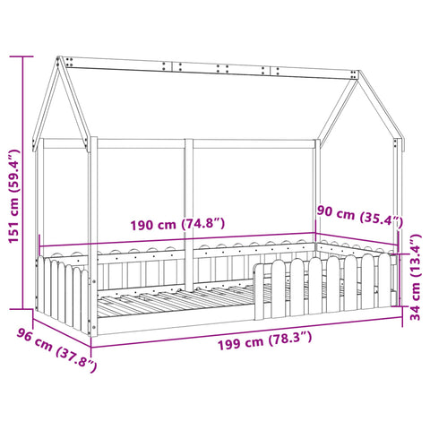 vidaXL Kids' House Bed Frame without Mattress White 90x190 cm Single