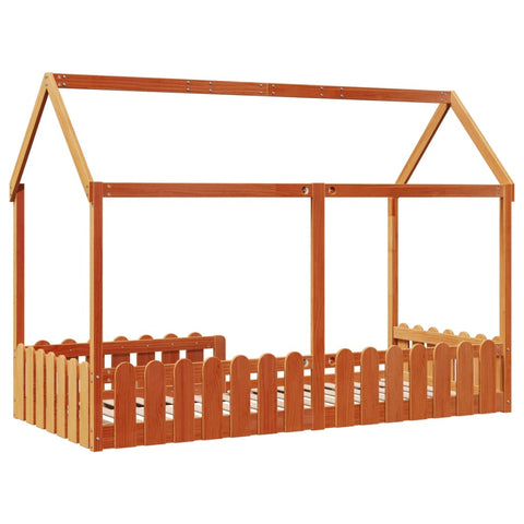 vidaXL Kids' House Bed Frame without Mattress Wax Brown 90x190 cm Single