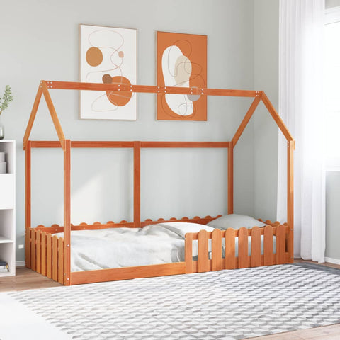 vidaXL Kids' House Bed Frame without Mattress Wax Brown 90x190 cm Single