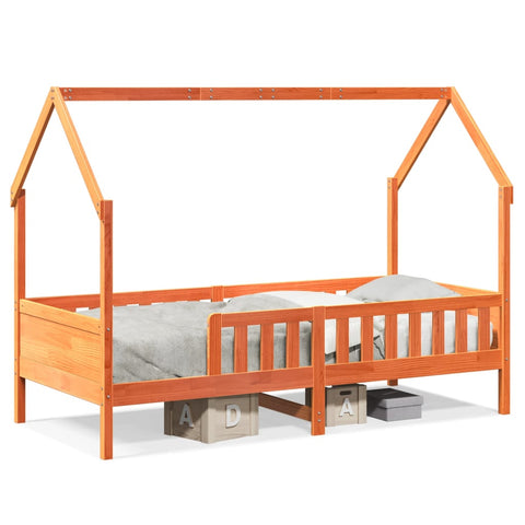 vidaXL Kids' House Bed Frame without Mattress Wax Brown 90x190 cm Single Pine