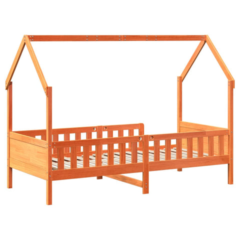 vidaXL Kids' House Bed Frame without Mattress Wax Brown 90x190 cm Single Pine