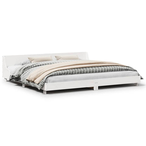 vidaXL Bed Frame without Mattress White 180x200 cm Super King Solid Wood Pine