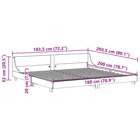 vidaXL Bed Frame without Mattress White 180x200 cm Super King Solid Wood Pine