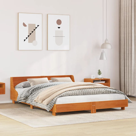 vidaXL Bed Frame without Mattress Wax Brown 140x200 cm Solid Wood Pine