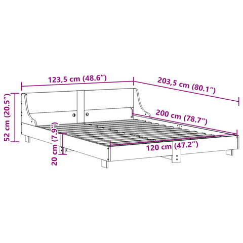 vidaXL Bed Frame without Mattress White 120x200 cm Solid Wood Pine