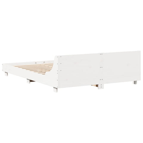 vidaXL Bed Frame without Mattress White 135x190 cm Double Solid Wood Pine